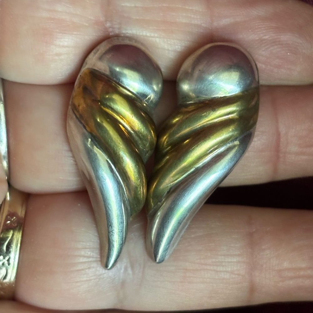 Price Firm Vintage/Tasco Mexico 925 Sterling two-tone  Wing Earrings Unique🪽wing